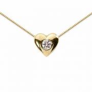 Small Diamond Solitaire Heart Necklace, 14K White Gold