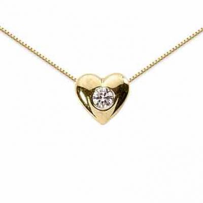 Small Diamond Solitaire Heart Necklace, 14K White Gold -  - USPD-PD94Y