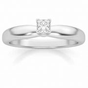 0.15 Carat Princess Cut Diamond Solitaire Ring, 14K White Gold