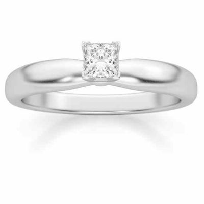 0.20 Carat Princess Cut Diamond Solitaire Ring, 14K White Gold -  - DSR2-020