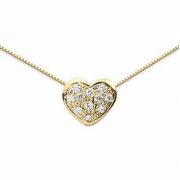 0.22 Pave Diamond Heart Pendant, 14K Yellow Gold
