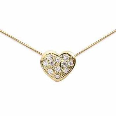 0.22 Pave Diamond Heart Pendant, 14K Yellow Gold -  - USPD-PD91Y