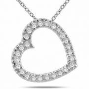 0.25 Carat All Diamond Slide Heart Necklace in 14K White Gold