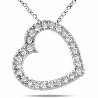0.25 Carat All Diamond Slide Heart Necklace in 14K White Gold -  - PDH3219