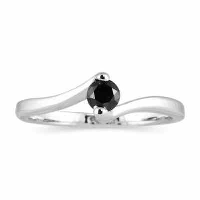 0.25 Carat Black Diamond Solitaire Ring, 14K White Gold -  - RGF8888BD