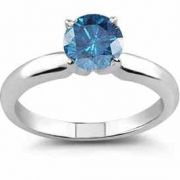 1 Carat Blue Diamond Solitaire Ring, VS1-VS2 Clarity
