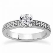 Cubic Zirconia Engraved Engagement Ring