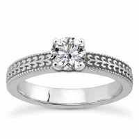 0.33 Carat Diamond Engraved Engagement Ring