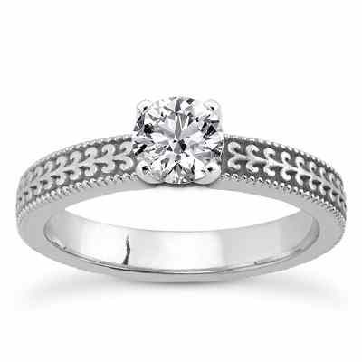 0.25 Carat Diamond Engraved Engagement Ring -  - US-ENS3601W-25