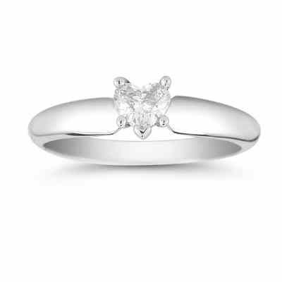 0.25 Carat Heart-Shaped Diamond Solitaire Ring in 14K White Gold -  - AOGEGR-101