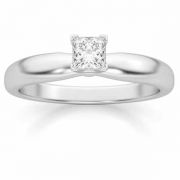 0.33 Carat Princess Cut Diamond Solitaire Ring, 14K White Gold