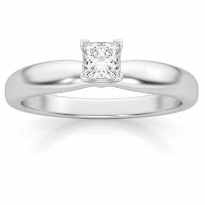 0.25 Carat Princess Cut Diamond Solitaire Ring, 14K White Gold -  - DSR2-025