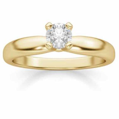 0.25 Carat Round Diamond Solitaire Ring, 14K Yellow Gold -  - DSR3-025