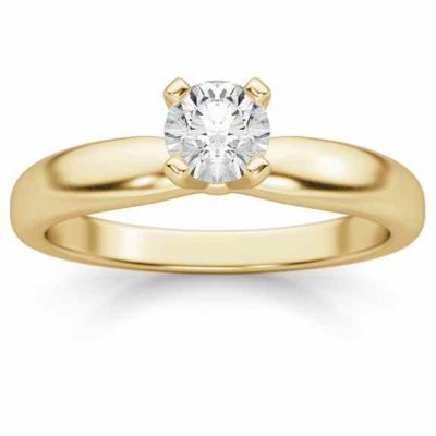 0.33 Carat Round Diamond Solitaire Ring, 14K Yellow Gold -  - DSR3-033