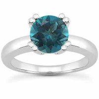 1 Carat Blue Diamond Modern Solitaire Engagement Ring