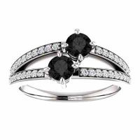 0.50 Carat 'Only Us' Black Diamond Engagement Ring in 14K White Gold