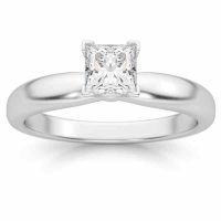0.50 Carat Princess Cut Diamond Solitaire Ring, 14K White Gold