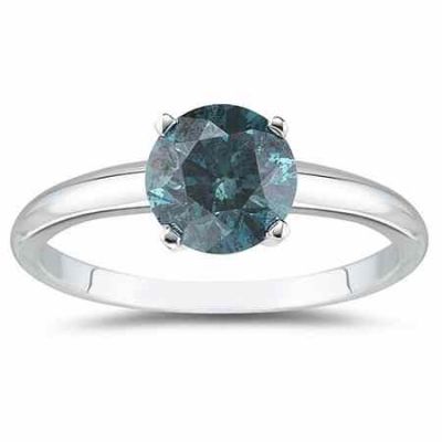 0.50 Carat Round Blue Diamond Solitaire Ring in 14k White Gold -  - XRR0050BE1