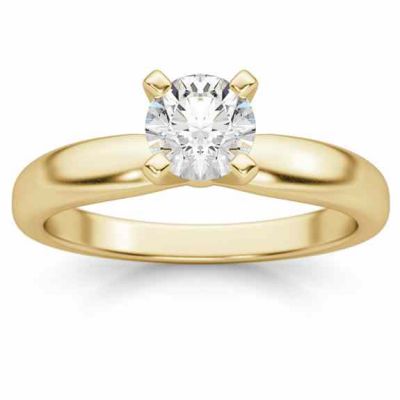 0.50 Carat Round Diamond Solitaire Ring, 14K Yellow Gold -  - DSR3-050