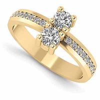 0.20 Carat Two Stone Diamond Ring in 14K Yellow Gold