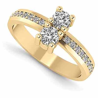 0.30 Carat Two Stone Diamond Ring in 14K Yellow Gold -  - QGRG-YM2875-3AA