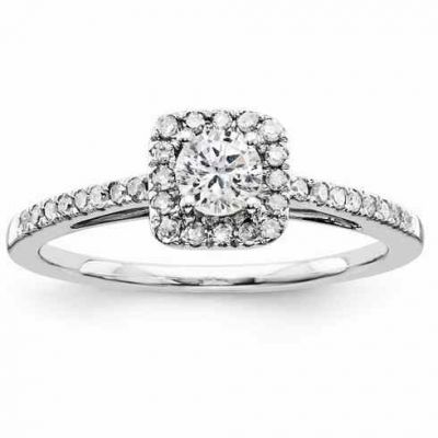 0.53 Carat Carat Square Halo Diamond Engagement Ring -  - QGRG-Y10431WA