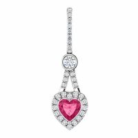 0.53 Carat Diamond Halo Swarovski Pink Topaz Heart Pendant