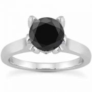 0.61 Carat Black and White Diamond Accent Solitaire Engagement Ring