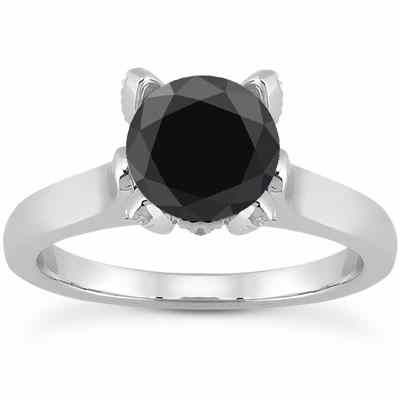 0.61 Carat Black and White Diamond Accent Solitaire Engagement Ring -  - US-ENR7960BLKW-50