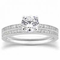 0.70 Carat Antique Style Diamond Engagement Ring Set