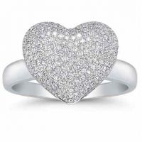 0.75 Carat Diamond Pave Heart Ring