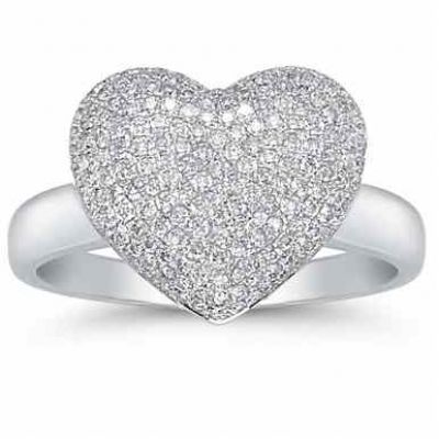 0.75 Carat Diamond Pave Heart Ring -  - SHR-S31-5