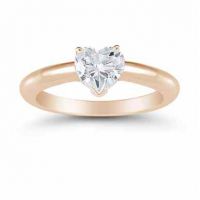 0.75 Carat Heart Diamond Solitaire Engagement Ring, 14K Rose Gold