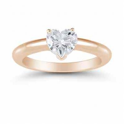 0.75 Carat Heart Diamond Solitaire Engagement Ring, 14K Rose Gold -  - US-ENS1521-AR