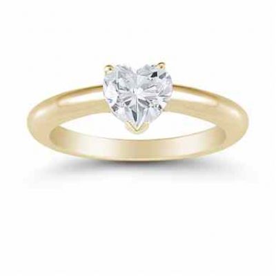 0.75 Carat Heart Diamond Solitaire Engagement Ring, 14K Yellow Gold -  - US-ENR1521-AY