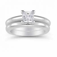 0.75 Carat Princess Cut Diamond Engagement Ring Set