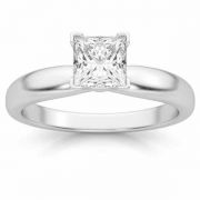 0.75 Carat Princess Cut Diamond Solitaire Ring, 14K White Gold