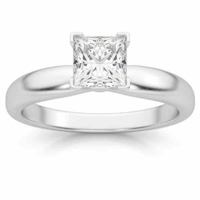 0.75 Carat Princess Cut Diamond Solitaire Ring, 14K White Gold -  - DSR2-075