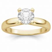 0.75 Carat Round Diamond Solitaire Ring, 14K Yellow Gold