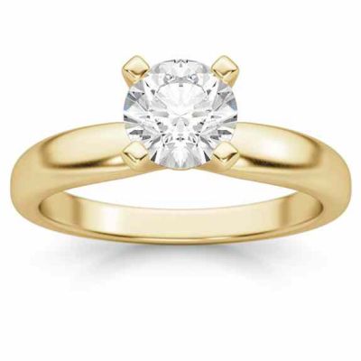 0.75 Carat Round Diamond Solitaire Ring, 14K Yellow Gold -  - DSR3-075