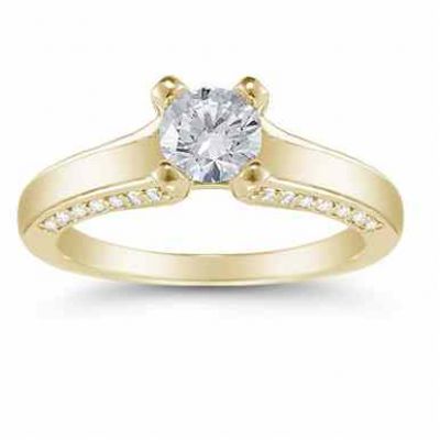 0.80 Carat Art Nouveau Diamond Engagement Ring in 14K Yellow Gold -  - US-ENR6571Y
