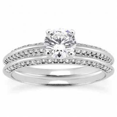 1 Carat Diamond Wedding and Engagement ring Set -  - US-ENS3128W-50SET