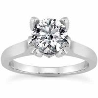 Cubic Zirconia Solitaire Engagement Ring, 14K White Gold