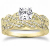 1 Carat Diamond Bridal Wedding Ring Set, 14K Yellow Gold