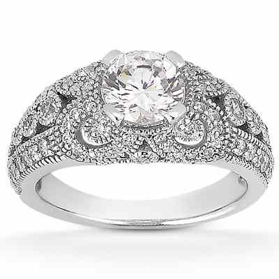 Vintage Style CZ Engagement Ring -  - US-ENR8464W-CZ