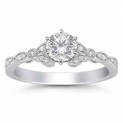 0.95 Carat Diamond Flora Ring in 14K White Gold -  - SHR-S49-1