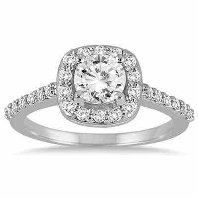 1.08 Carat Classical Diamond Halo Engagement Ring, 14K White Gold -  - RGF51355