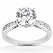 1 1/2 Carat CZ Classic Engagement Ring in 14K White Gold