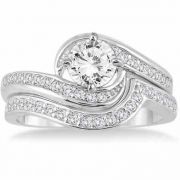 1 1/2 Carat Diamond Bridal Ring Set in 14K White Gold