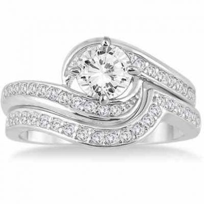 1 1/2 Carat Diamond Bridal Ring Set in 14K White Gold -  - BSS51215